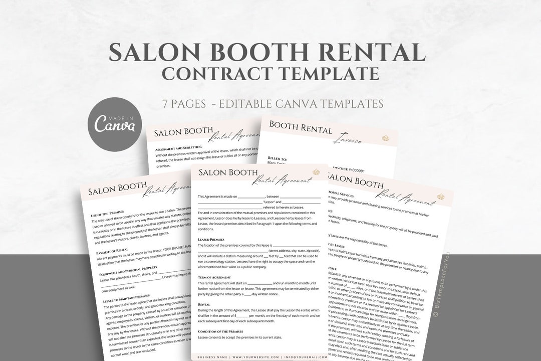 Editable Salon Booth Rental Agreement Template, Professional Booth ...