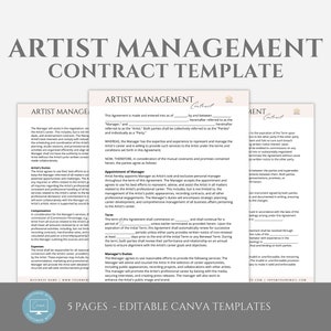 Editable Artist Management Contract Template. Talent Agency Service Agreement. Creative Services Contract. Band Manager Contract Canva