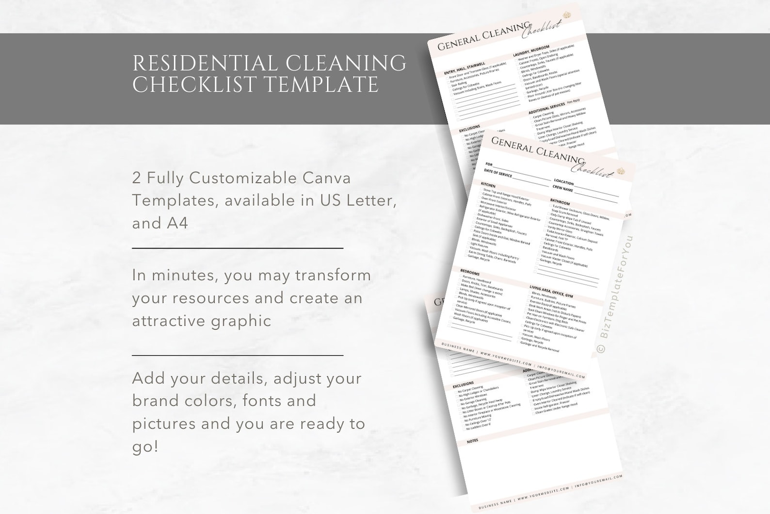 Residential General Cleaning Checklist, Editable House Cleaning ...