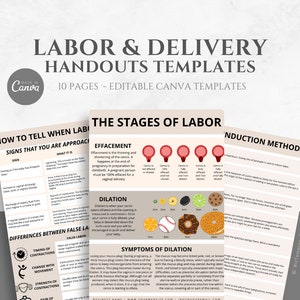 Labor & Delivery Handout Templates Bundle, Doula Tool, Birth Education, Doula Template, Labor and Delivery Resource, Labor Process Handout