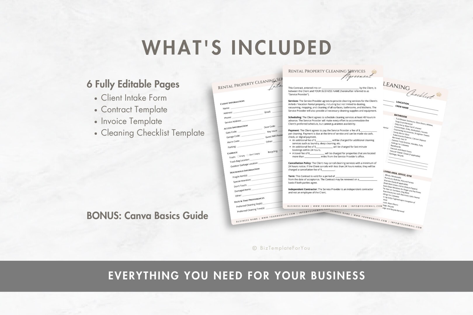 Airbnb / VRBO Cleaning Services Contract Bundle, Cleaning Business