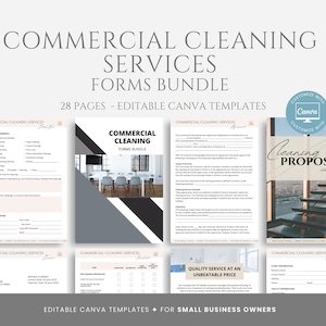 Editable Commercial Cleaning Forms Bundle, Fully editable in Canva, Office Cleaning Contract, Business Templates for Cleaning Company