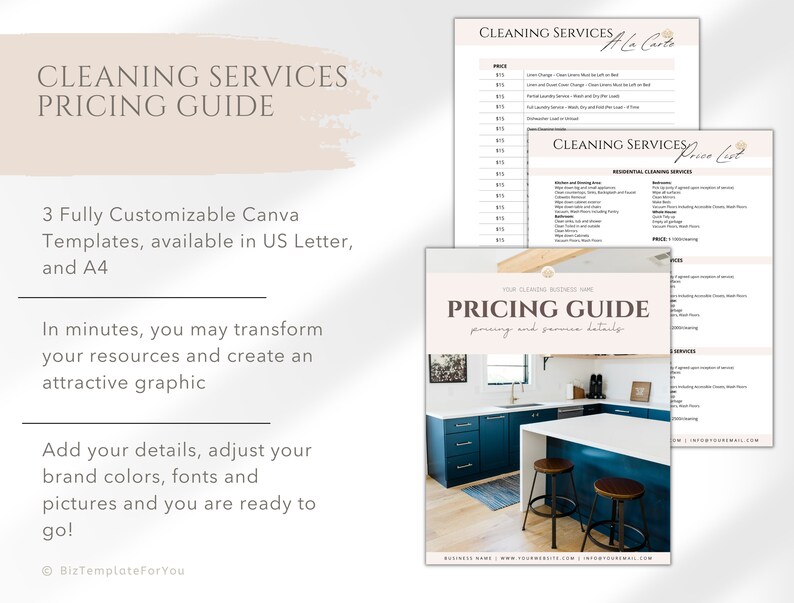 Editable Cleaning Services Business Pricing Guide Price List Etsy