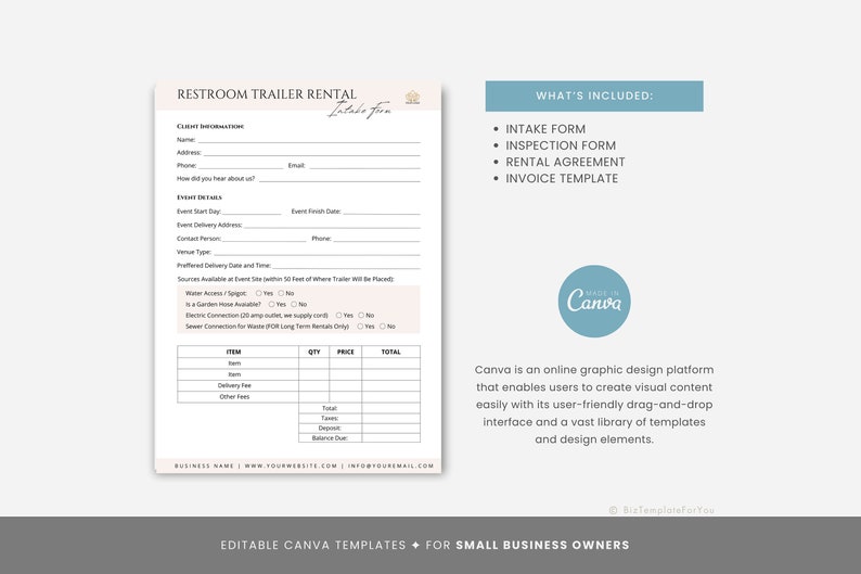 Editable Restroom Trailer Rental Agreement Template, Portable Toilet