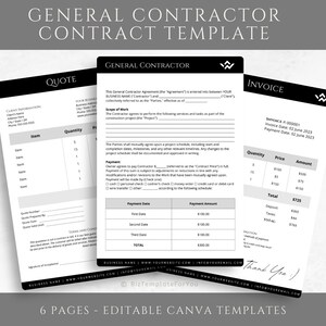 Gc Contract Example Editable General Contractor Contract Template, Professional Contractor ...