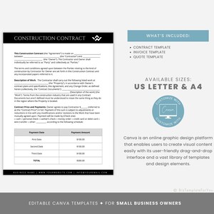 Editable Construction Contract Template, Professional Construction ...