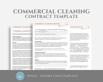 Commercial Cleaning Contract Template for Cleaning Service Business. Fully editable in Canva. Office Cleaning Contract, Business Contract