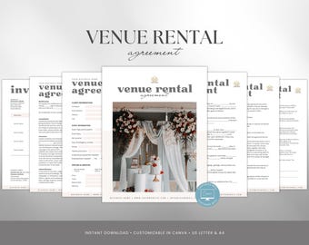 Venue Rental Agreement Template, Event Facilities Rental Contract, Event Space Rental Form, Venue Rental Contract Form,  editable in Canva