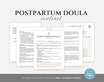 Editable Postpartum Doula Service Agreement, Postpartum Doula Contract Template, Doula Business Forms, Doula Paperwork, Canva editable