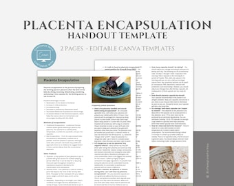 Placenta Encapsulation Handout Template for Doulas, Midwives, and other Birth Professionals, Use and Storage Information, Canva editable