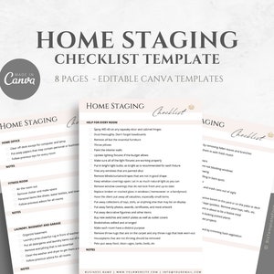Editable Home Staging Checklist, Property Staging Checklist Template, Real Estate Home Staging Service Business Forms, Canva editable
