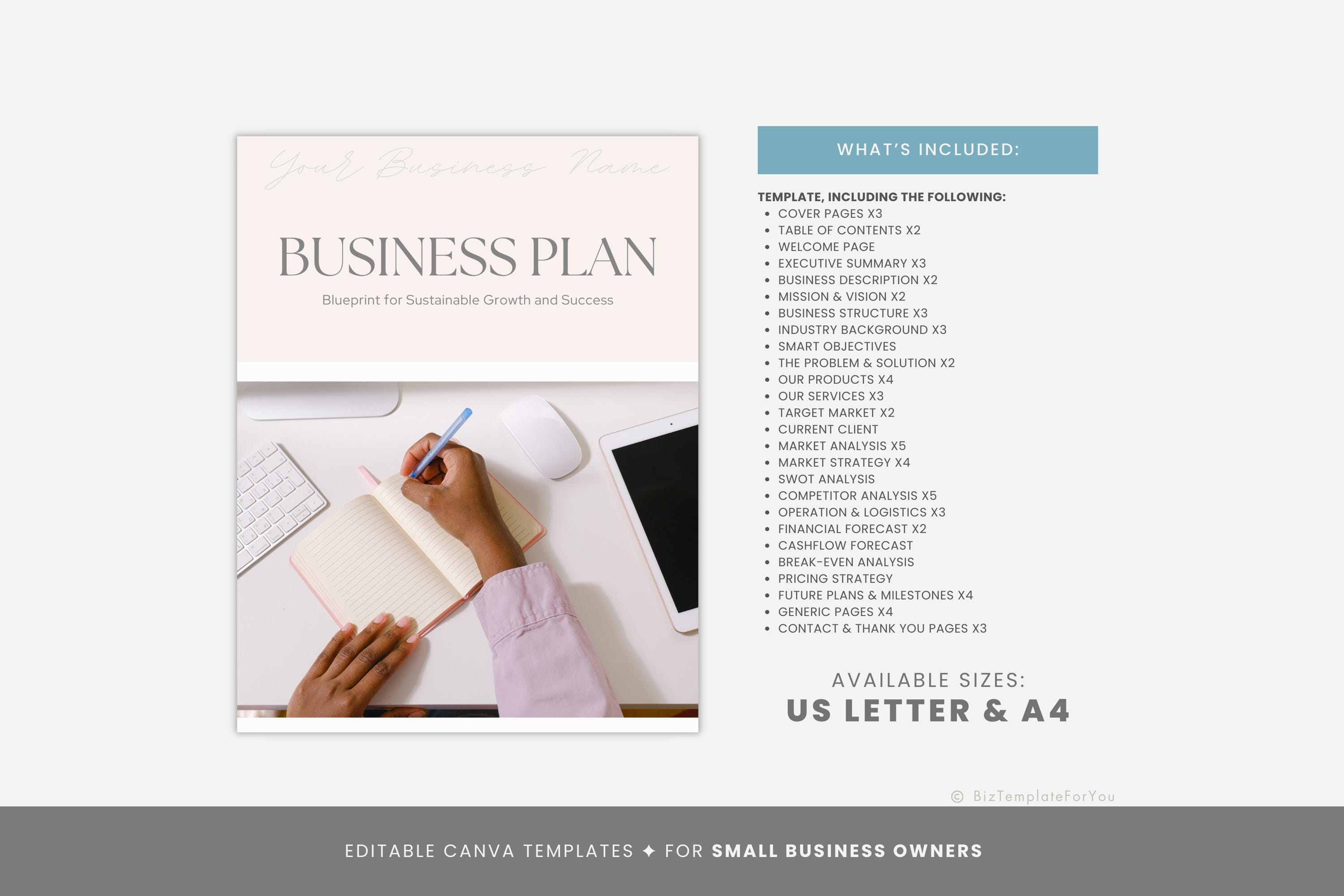 Editable Business Plan Template, Small Business Planner, Start up