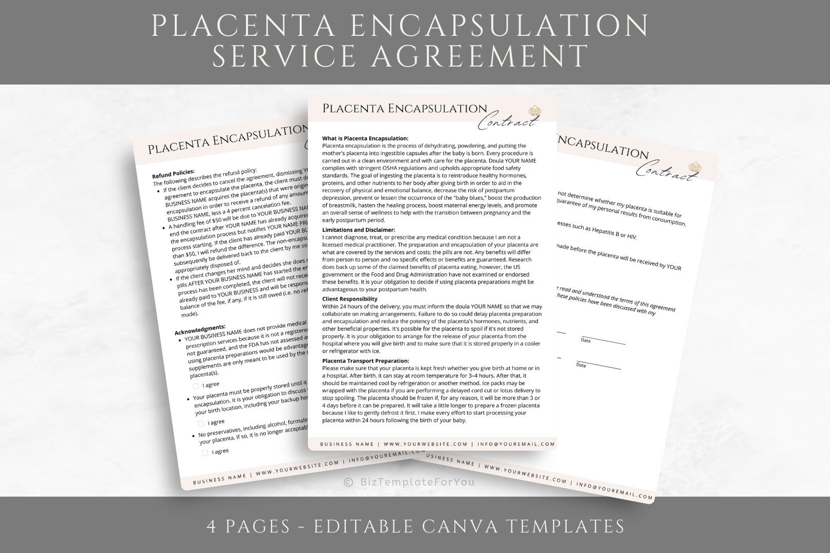 Editable Placenta Encapsulation Contract Template, Placenta ...