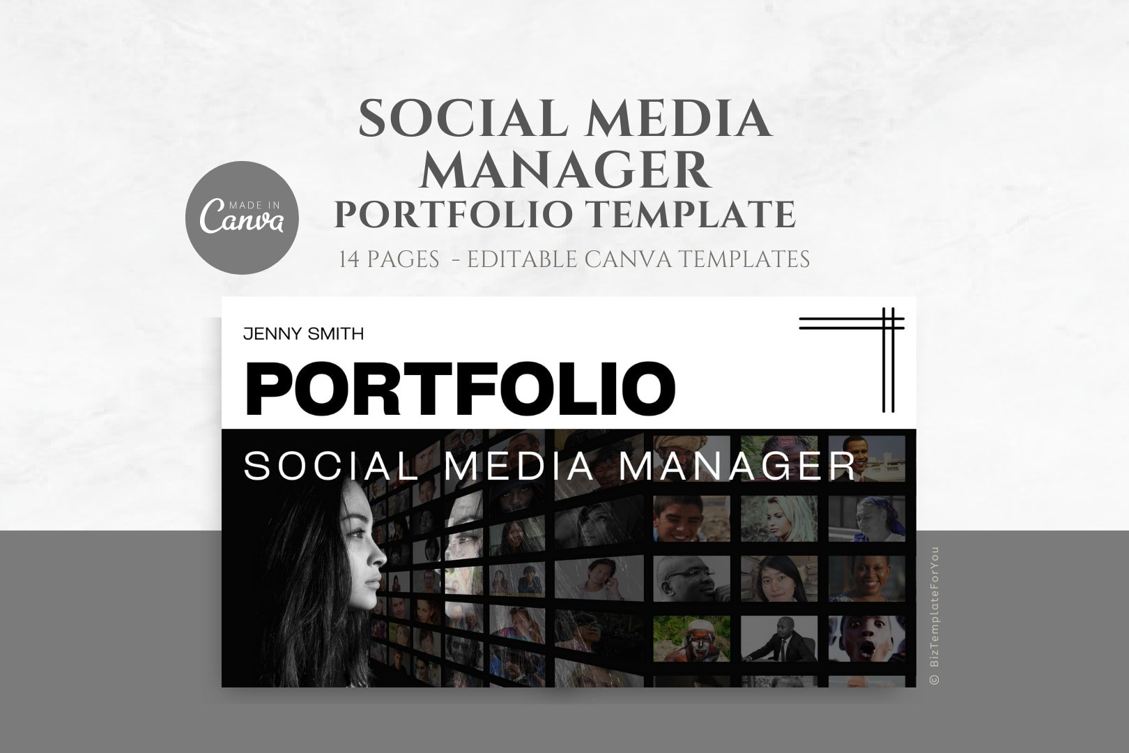 Editable Social Media Manager Portfolio Template, Freelance Social Editable Social Media Manager Portfolio Template, Freelance Social