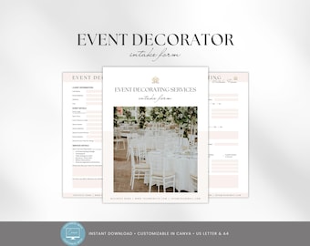 Event Decorating Intake Form Template, Event Planning Client Questionnaire, Party Decorator Forms, Event Decor Business, Canva Forms