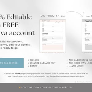 Puppy Sale Contract Template, Editable Puppy Adoption Agreement, Dog Breeder Contract Forms, Puppy Contract of Sale, Canva editable image 7