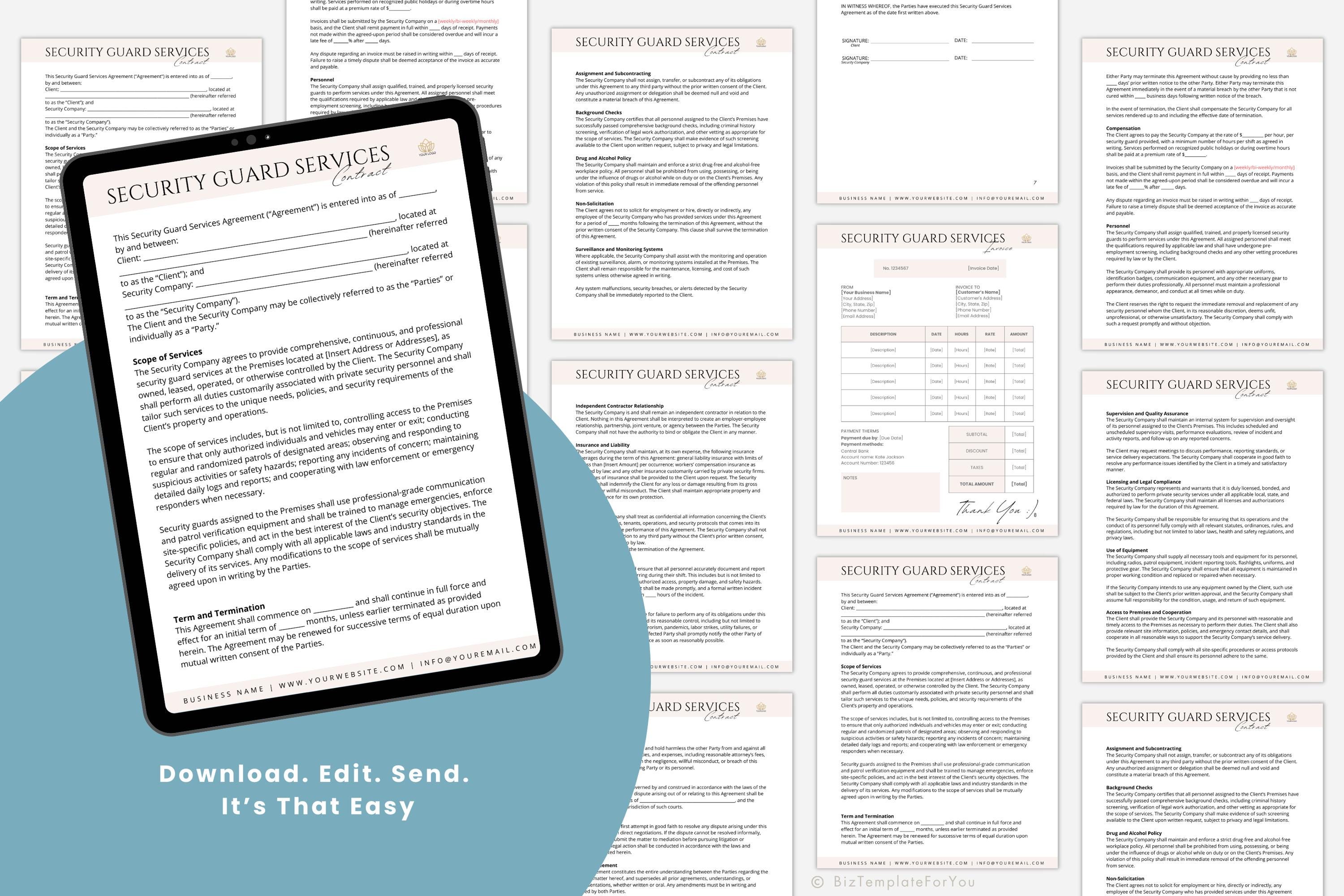 Security Guard Services Contract Template, Security Guard Agreement ...