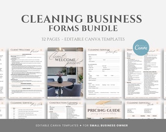 Cleaning Services Contract Bundle, All Cleaning Business Forms in one spot. Easily editable Canva Templates for Cleaners, Housekeepers&Maids