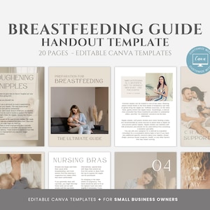 Editable Breastfeeding Handout Template, Breastfeeding Guide, Editable Template Canva for Lactation Consultants, Doulas, Sleep Consultants