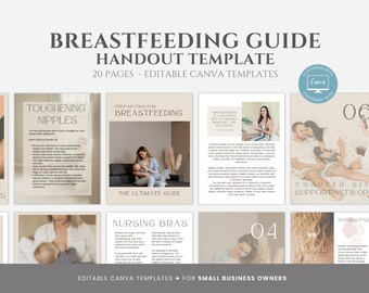Editable Breastfeeding Handout Template, Breastfeeding Guide, Editable Template Canva for Lactation Consultants, Doulas, Sleep Consultants