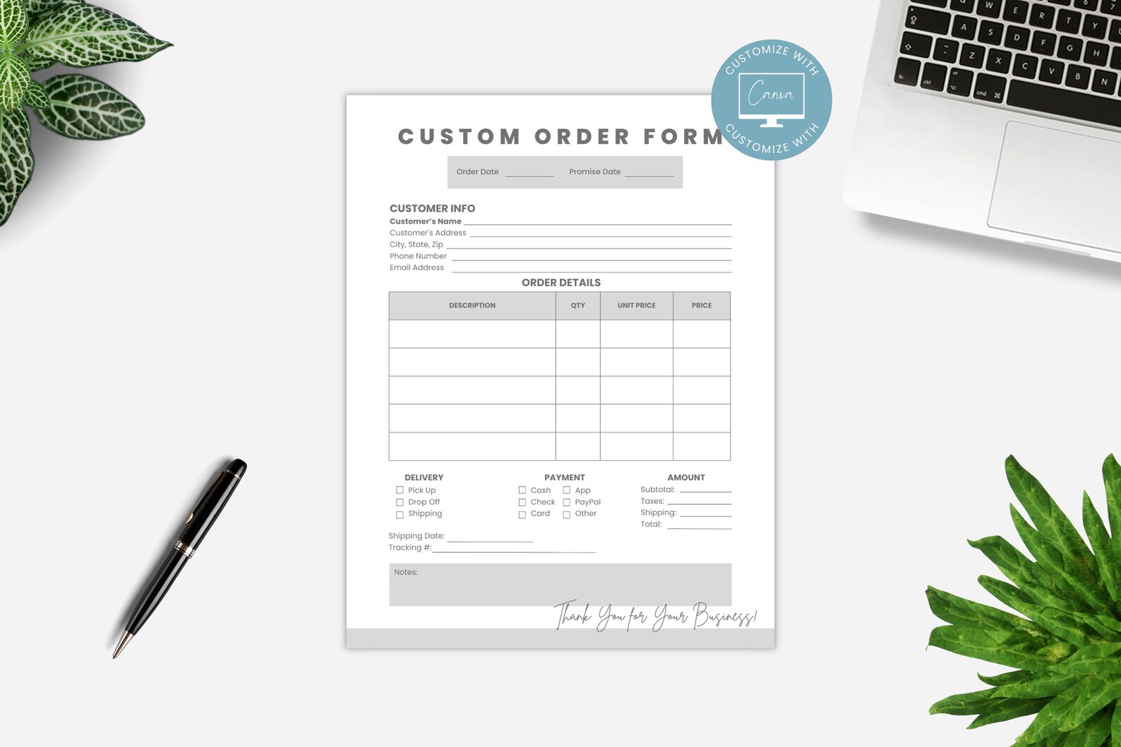 Editable Order Form Template, Printable Crafters Order Form Template ...