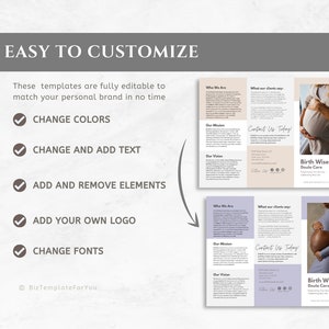 Editable Birth Doula Tri-fold Brochure Template, Doula Business ...