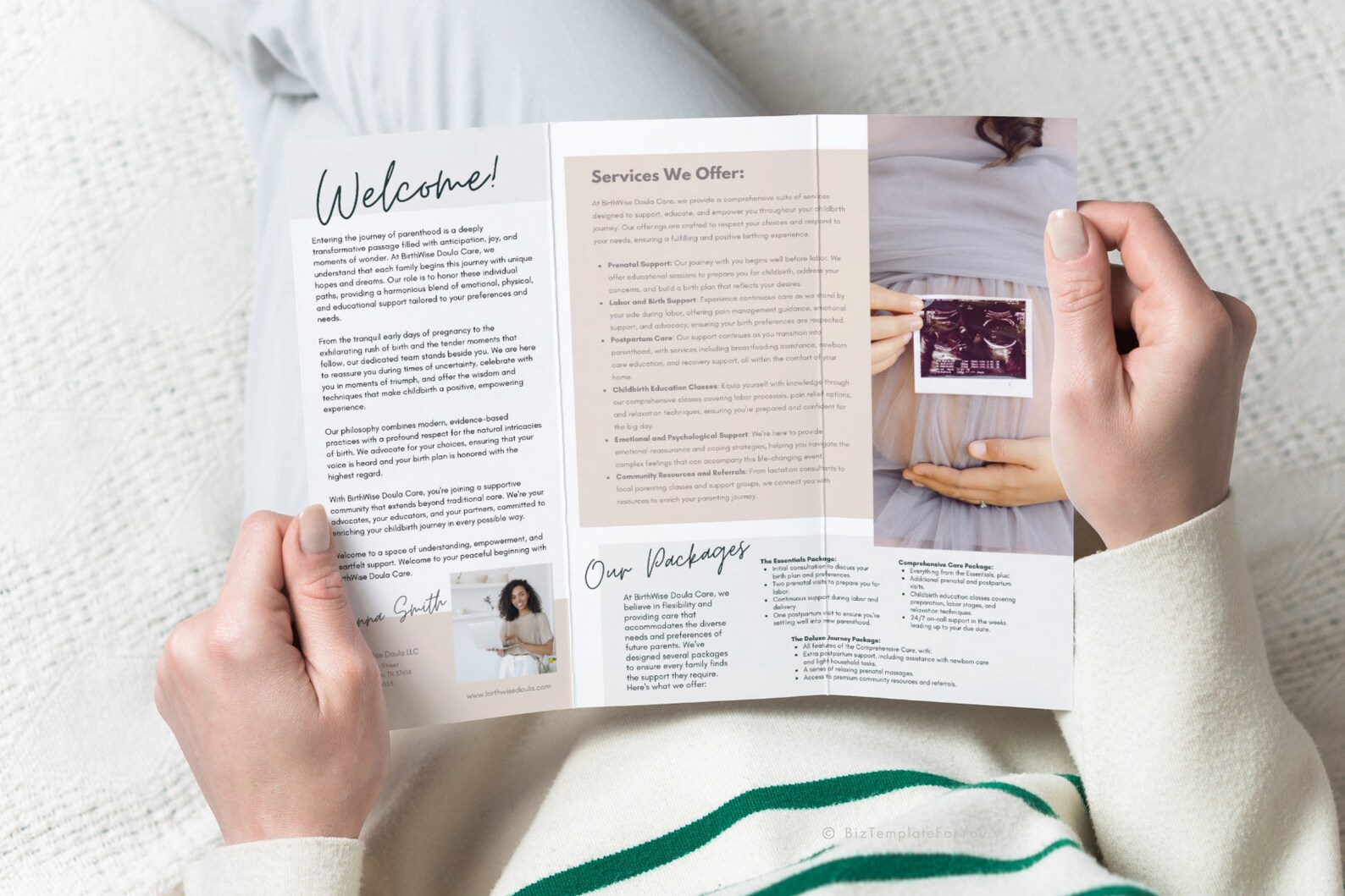Editable Birth Doula Tri-fold Brochure Template, Doula Business ...