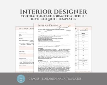 Editable Interior Design Contract Template, Interior Designer Service Agreement, Home Design Agreement Form, Interior Design Project, Canva