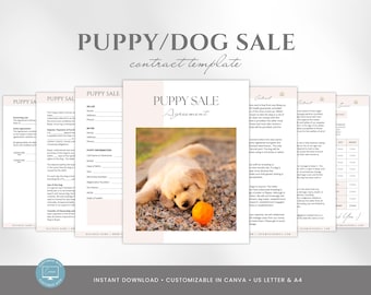 Puppy Sale Contract Template, Editable Puppy Adoption Agreement, Dog Breeder Contract Forms, Puppy Contract of Sale, Canva editable
