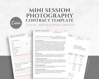 Editable Mini Session Photography Contract Template. Mini Session Photography Forms. Mini Session Photography Service Agreement. Canva