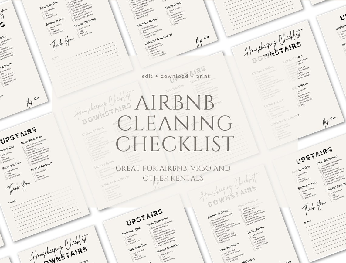 Airbnb Cleaning Checklist Editable Housekeeping Planner Etsy