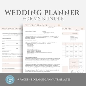 Editable Wedding Planner Contract Template, Event Planner Services, Wedding Planning Service Agreement, Invoice Template, Canva editable