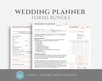 Editable Wedding Planner Contract Template, Event Planner Services, Wedding Planning Service Agreement, Invoice Template, Canva editable