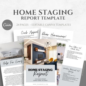Editable Home Staging Report Template, Property Staging Checklist, Real Estate Home Staging Service Business Forms, Canva editable
