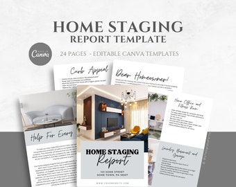 Editable Home Staging Report Template, Property Staging Checklist, Real Estate Home Staging Service Business Forms, Canva editable