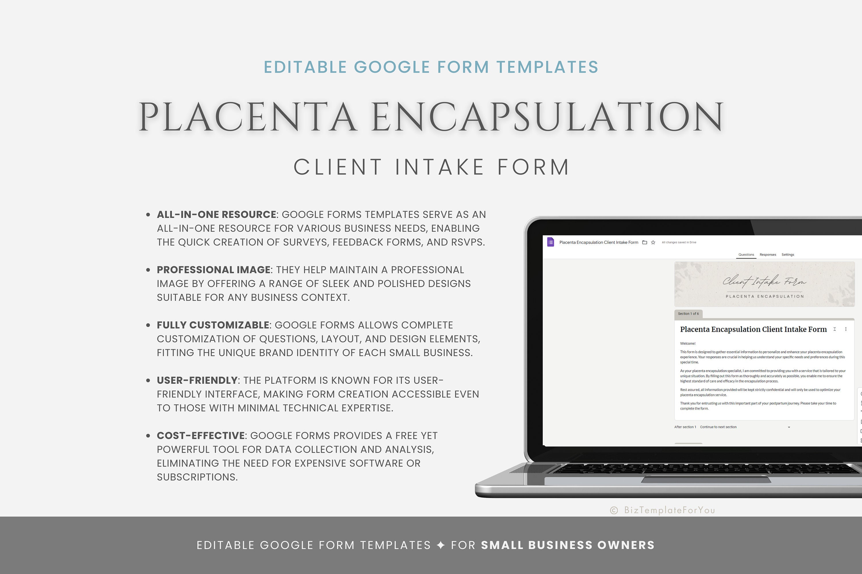 Editable Placenta Encapsulation Client Intake Form Template for Doulas ...