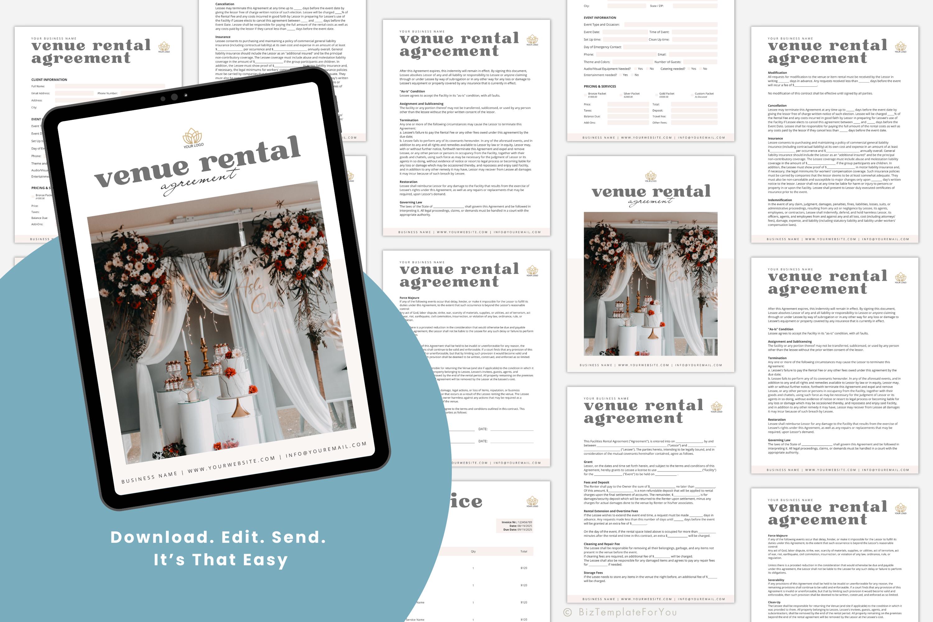 Venue Rental Agreement Template, Event Facilities Rental Contract ...