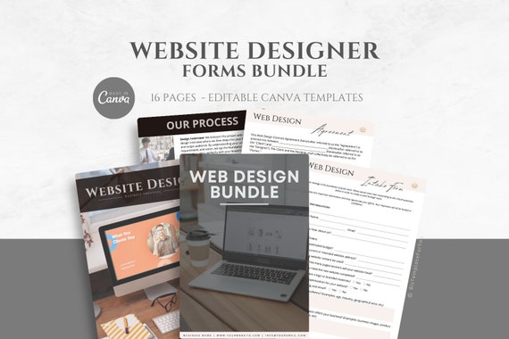 Editable Web Design Templates Bundle, Freelance Website Designer Contract, Website Design Business Proposal, Service Agreement, Canva edit