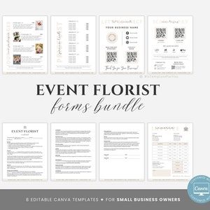 Editable Event Florist Forms Bundle, Flower Arrangements Service Agreement, Floral Service Business Forms, Contract Template, Canva editable