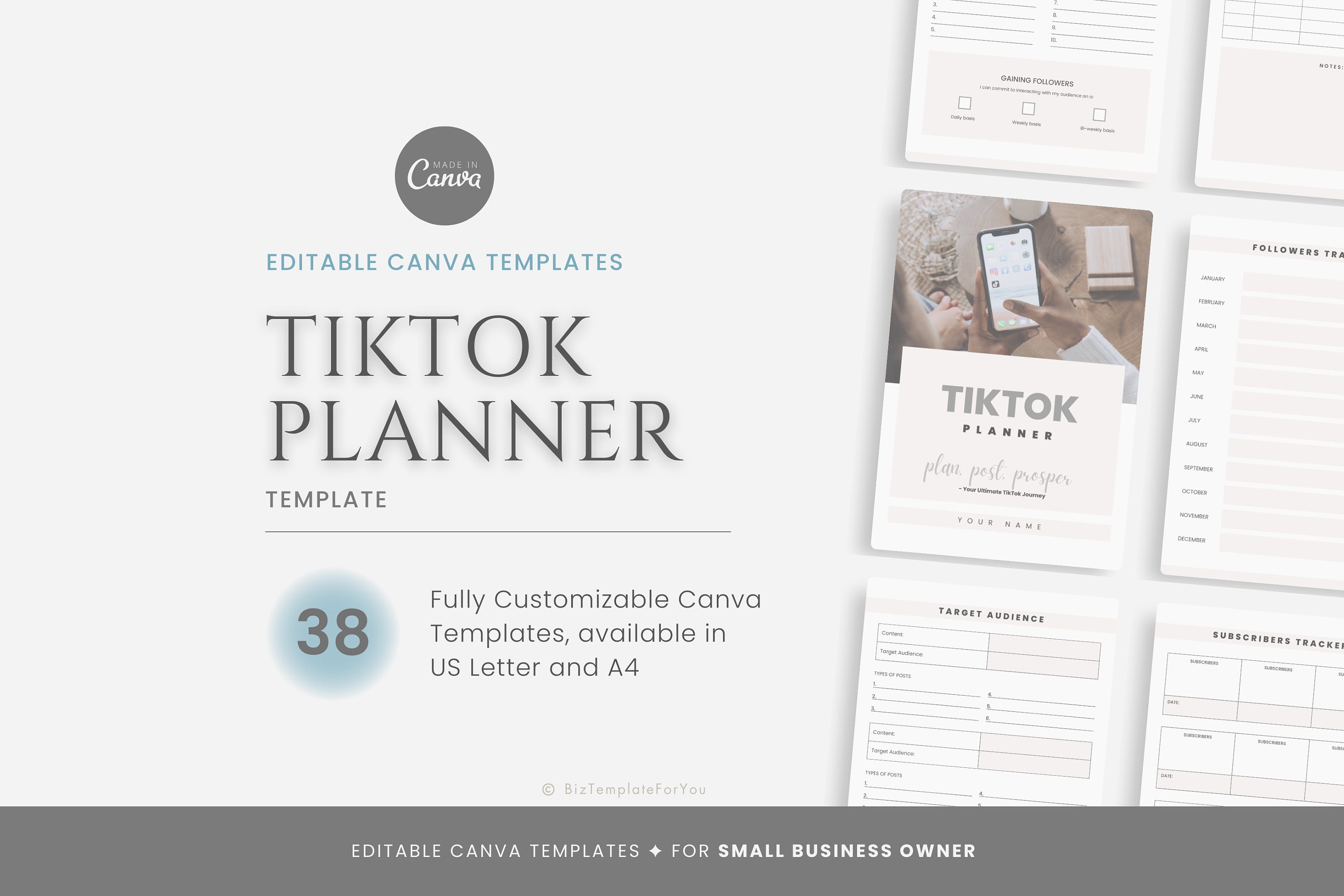 Editable Tiktok Planner Template, Social Media Planner for Small ...