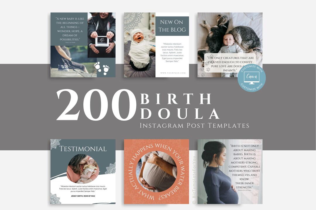 200 Birth Doula Social Media Templates, Doula Instagram Marketing ...