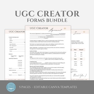 Editable UGC Contract Template, UGC Forms Bundle, UGC Content Creator Agreement, User Generated Content, Influencer Canva Templates