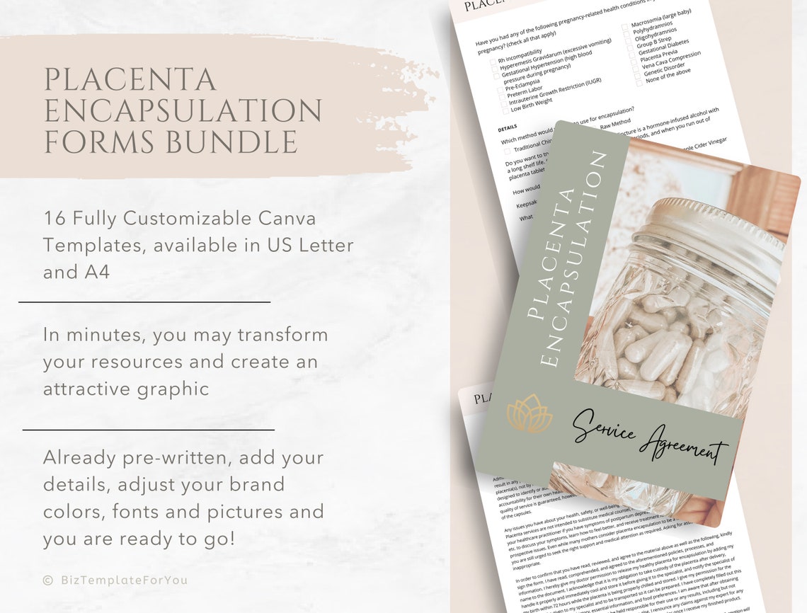 Editable Placenta Encapsulation Contracts & Intake Forms - Etsy