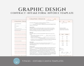 Editable Graphic Design Forms Bundle, Incl. Contract, Intake Form and Invoice, Service Agreement for Freelance Graphic Designers, Canva