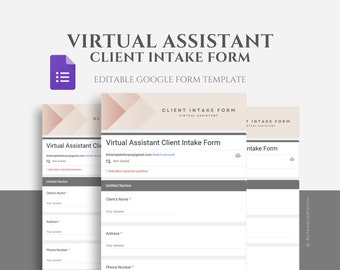 Editable Virtual Assistant Client Intake Form Template, Freelance Personal Assistant Client Questionnaire, Google Forms Template