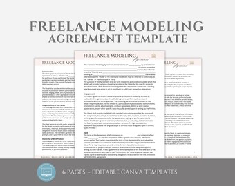 Editable Freelance Modeling Agreement Template, Canva editable, Contract Template for Models and Agencies, Fashion Industry Form