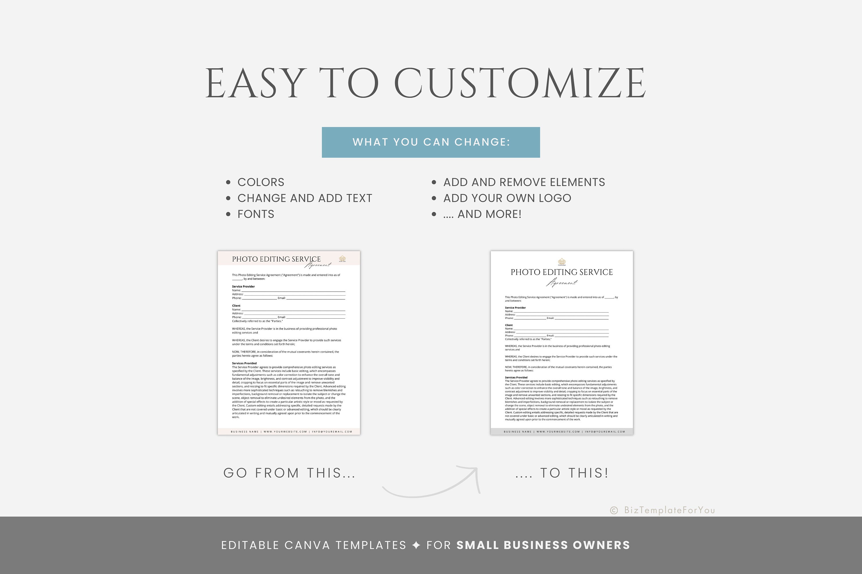 Editable Photo Editor Contract Template, Freelance Editor Service ...