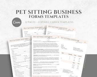 Editable Pet Sitting Contract Template, Pet Sitter Templates, Pet Sitting Service Agreement, Pet Sitter Business Forms, Canva editable