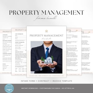 Editable Property Management Contract Template, Real Estate Property Management Service Agreement incl. Intake Form and Invoice Template image 1