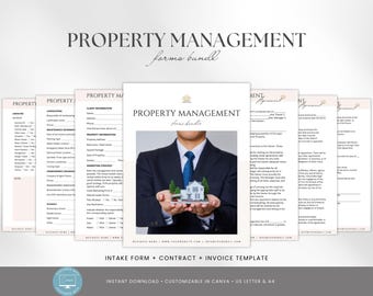 Editable Property Management Contract Template, Real Estate Property Management Service Agreement incl. Intake Form and Invoice Template